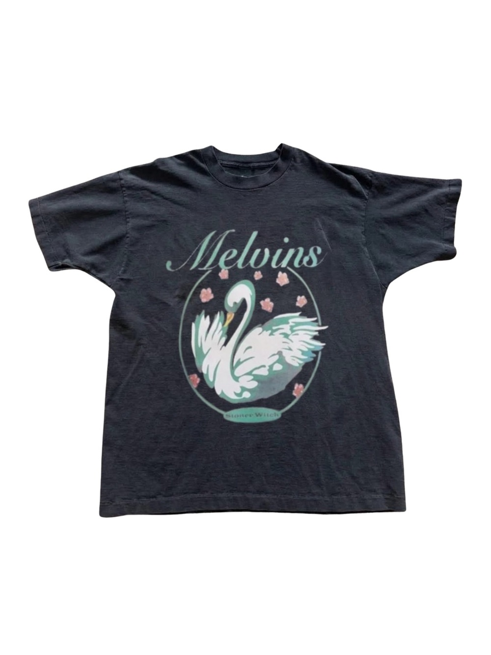 Gildan Melvins Swan Graphic Tee in Black with Mint & Pink